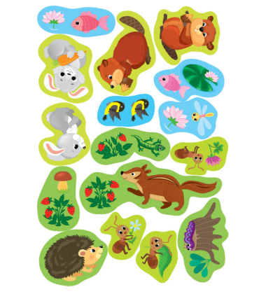 Прості аплікації великими наліпками. Лісові звірята
