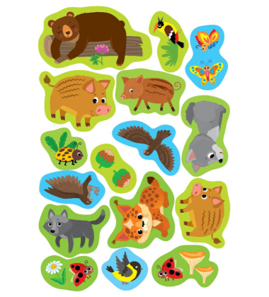 Прості аплікації великими наліпками. Лісові звірята