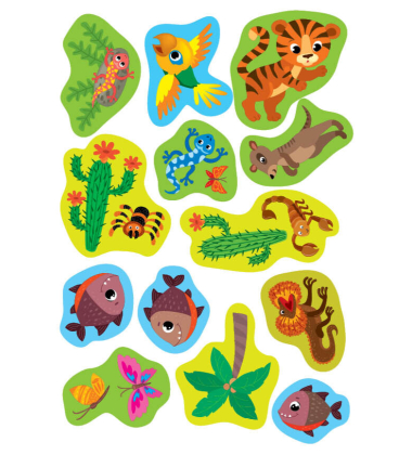 Тварини світу. Прості аплікації великими наліпками