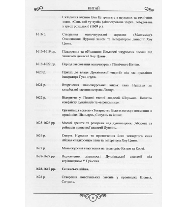 Хронологічні таблиці з Нової історії країн Aзії та Aфрики XVІ ст. — поч. XX ст.: довідник